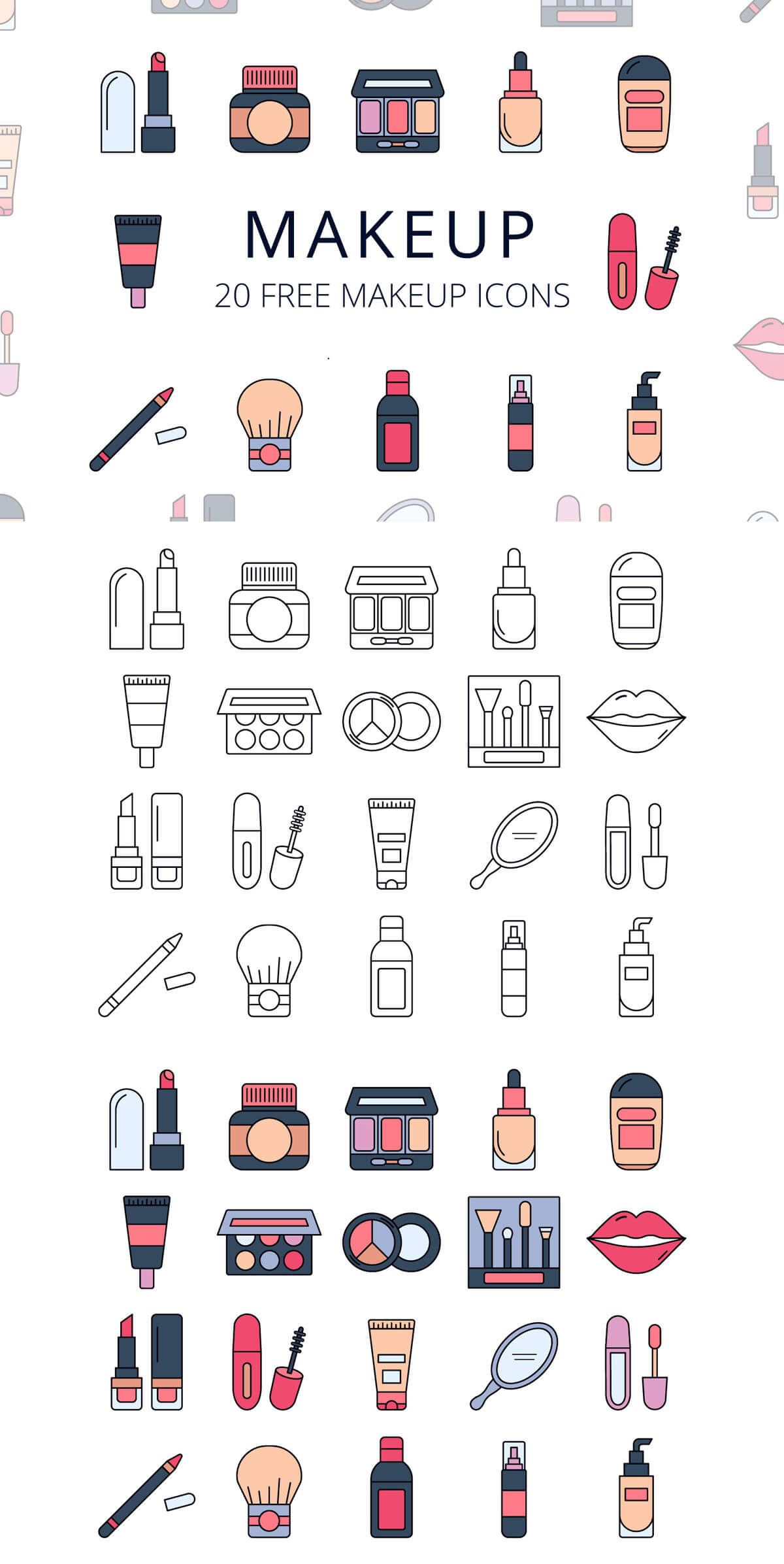 1200x2393 Free Makeup Vector Icon Set