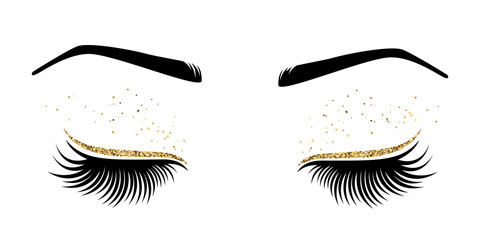 480x240 Makeup Master Logo Vector Illustration Of Lashes And Brow