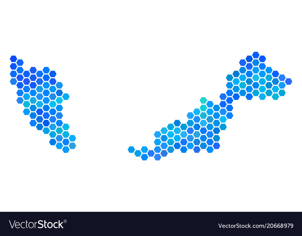 1000x780 Unique Blue Hexagon Malaysia Map Royalty Free Vector Image