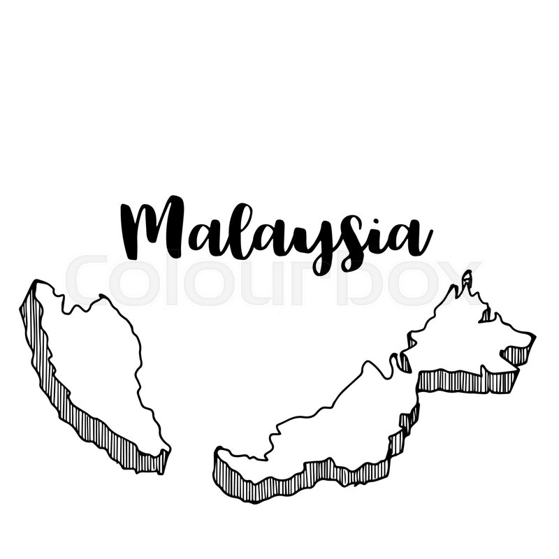 800x800 Hand Drawn Of Malaysia Map, Vector Stock Vector Colourbox