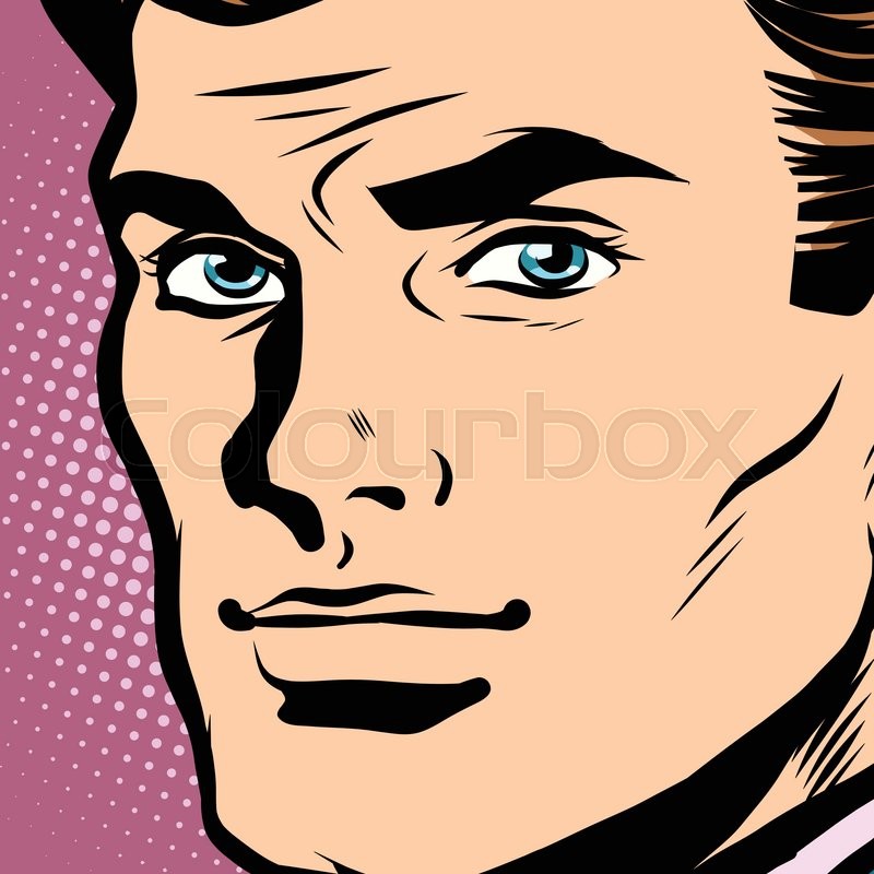 800x800 Male Face Profile Close Up Pop Art Stock Vector Colourbox