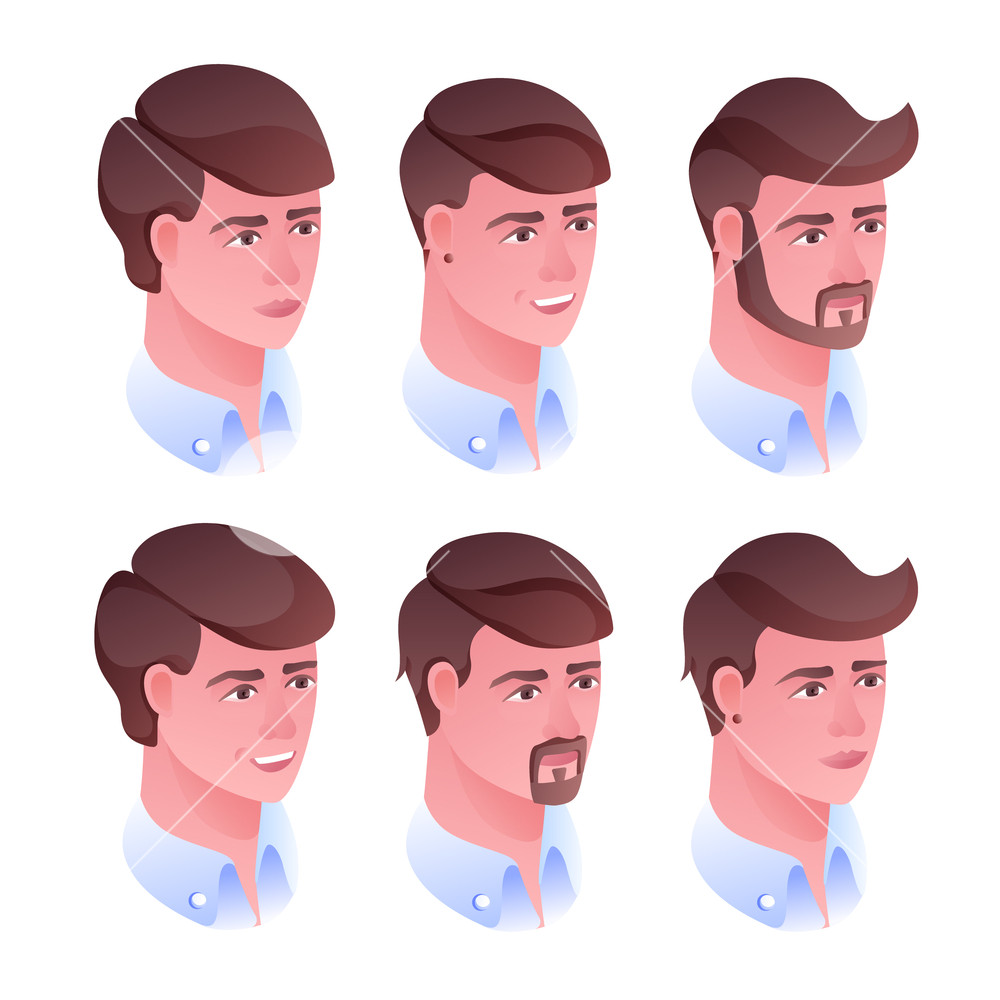 1000x1000 Man Head Hairstyle Vector Illustration For Barbershop