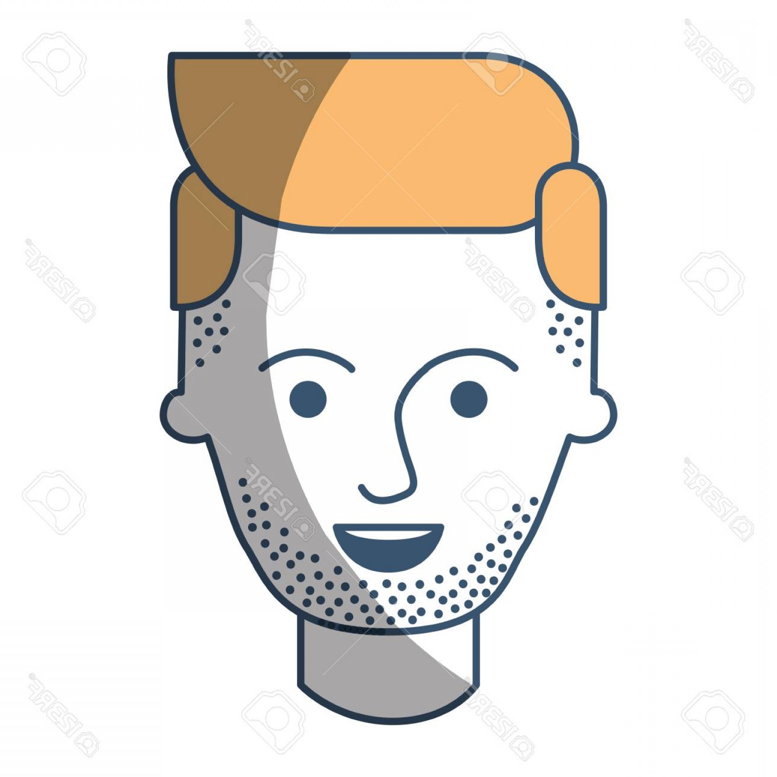 1560x1560 Photostock Vector Male Face With Stubble Beard And Side Parted