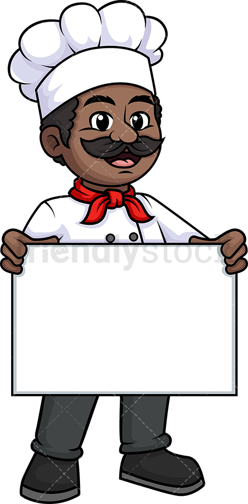Black Male Chef Holding Empty Sign Cartoon Clipart Vector 493x1000 Black Male Chef Holding Empty Sign Cartoon Clipart Vector
