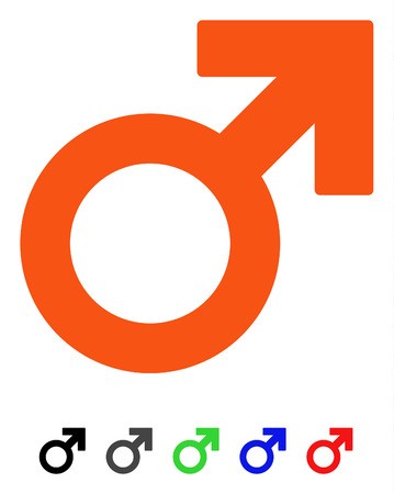 359x450 Male Symbol Flat Vector Pictogram With Colored Versions Color