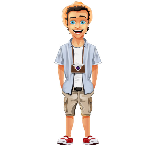 594x559 Male Vector Character With Hat And Camera