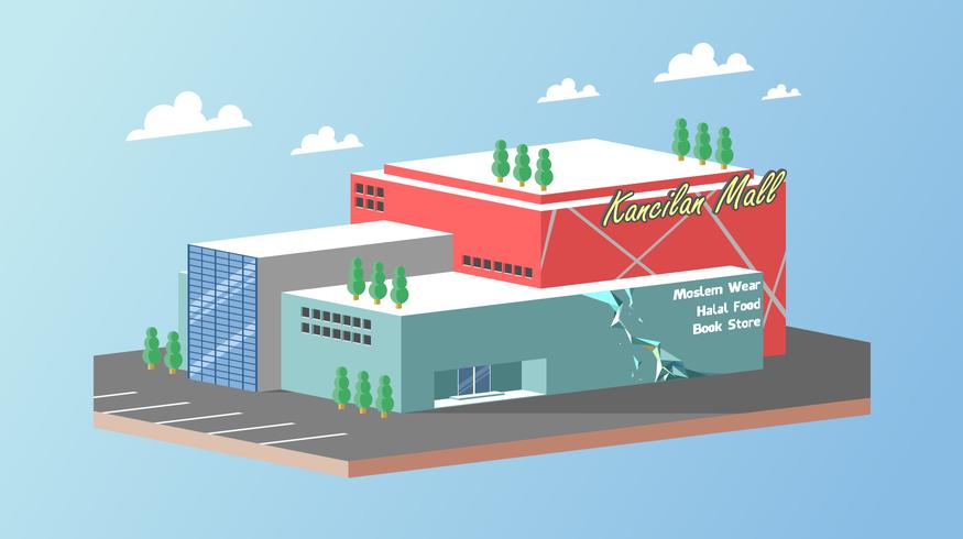 875x490 Isometric Mall Center Vector
