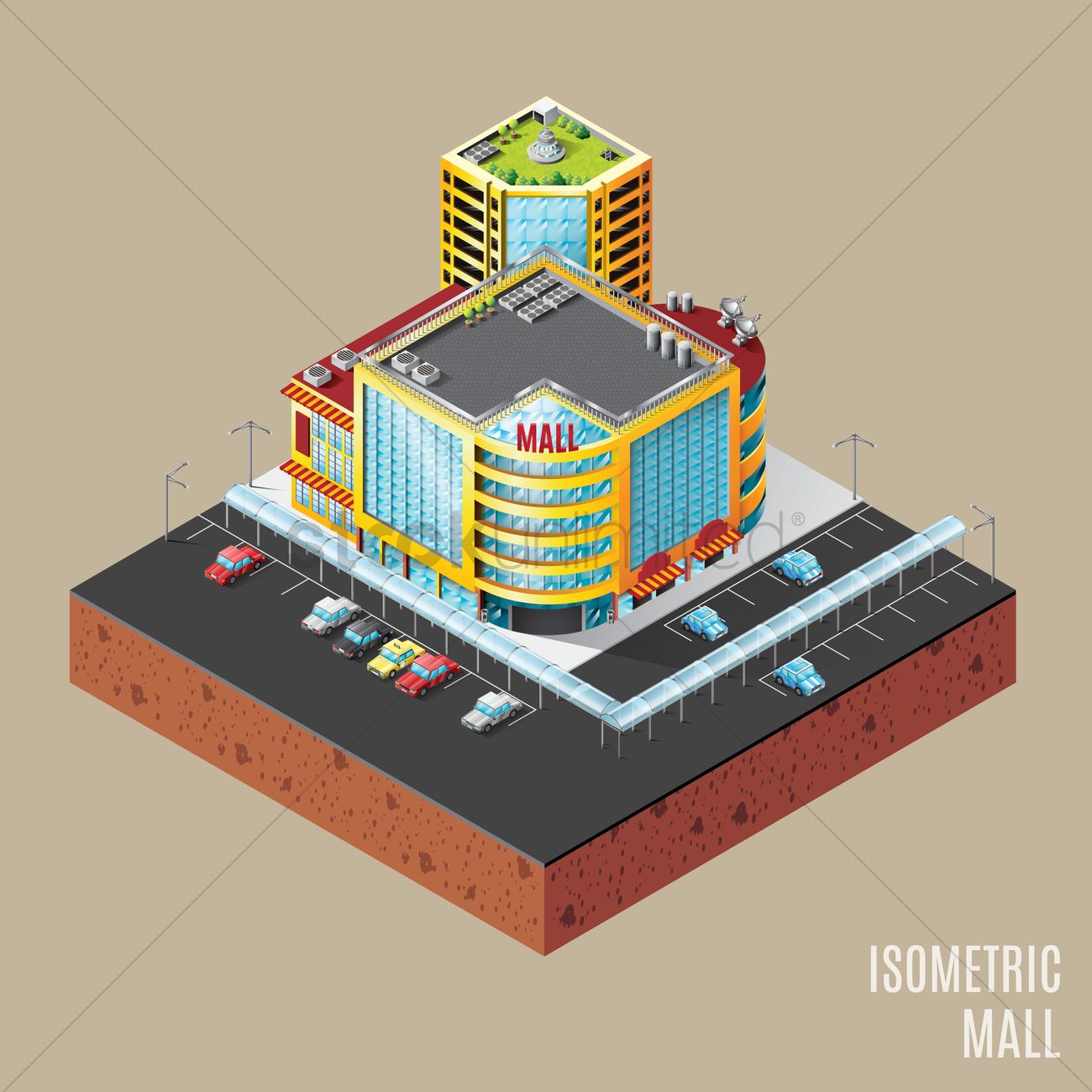 1300x1300 Isometric Mall Vector Image