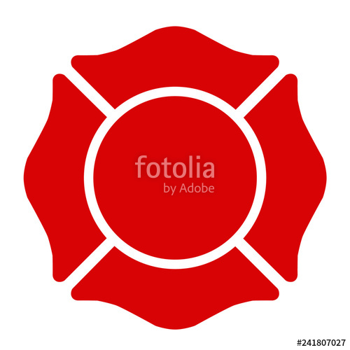 500x500 Firefighter Emblem St Florian Maltese Cross Red With White Outline