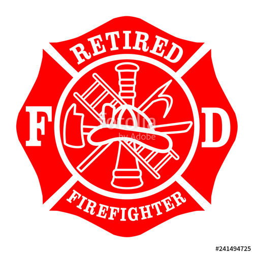 500x500 Retired Firefighters Emblem St Florian Maltese Cross Red