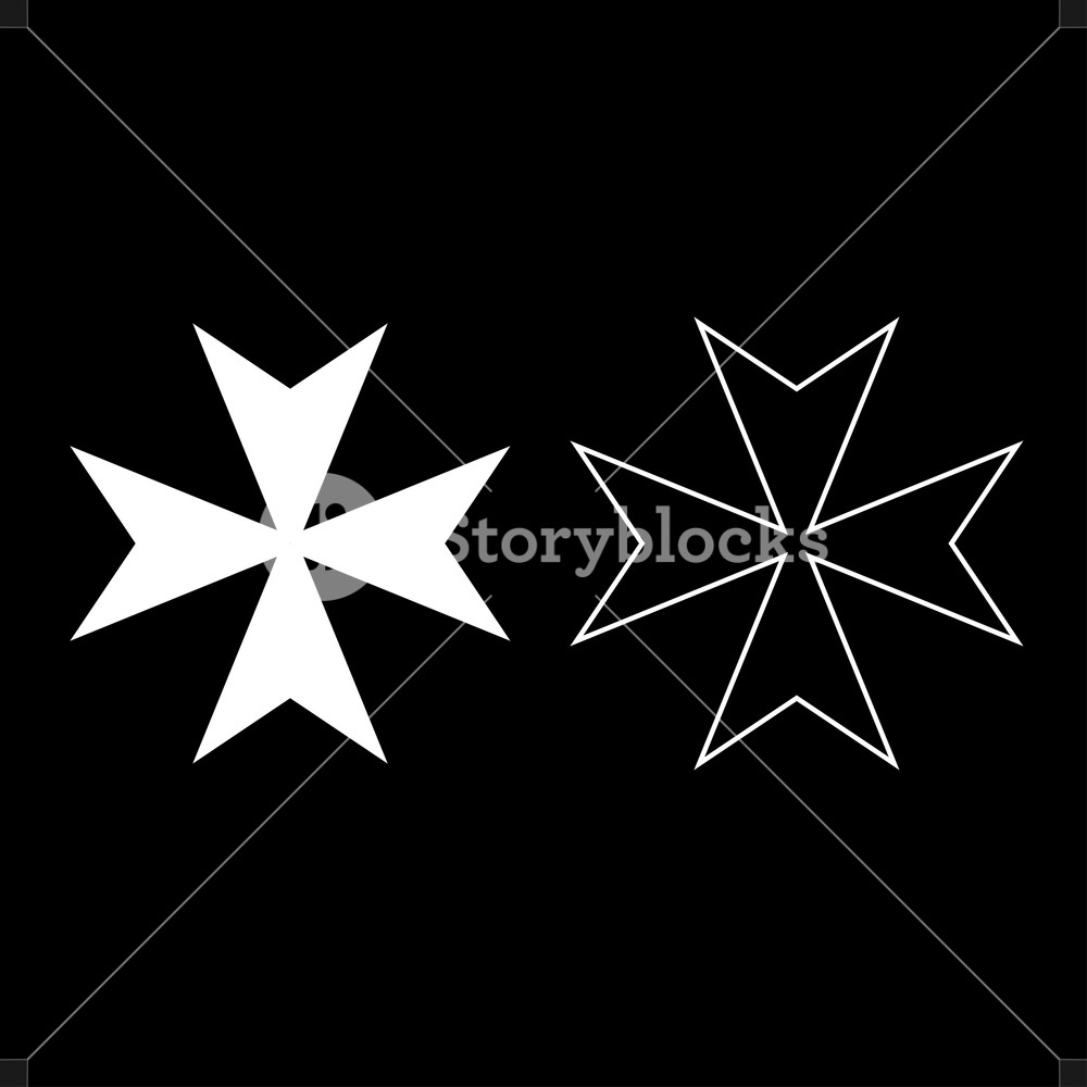 1000x1000 Maltese Cross Icon Set White Color Vector Illustration Flat Style