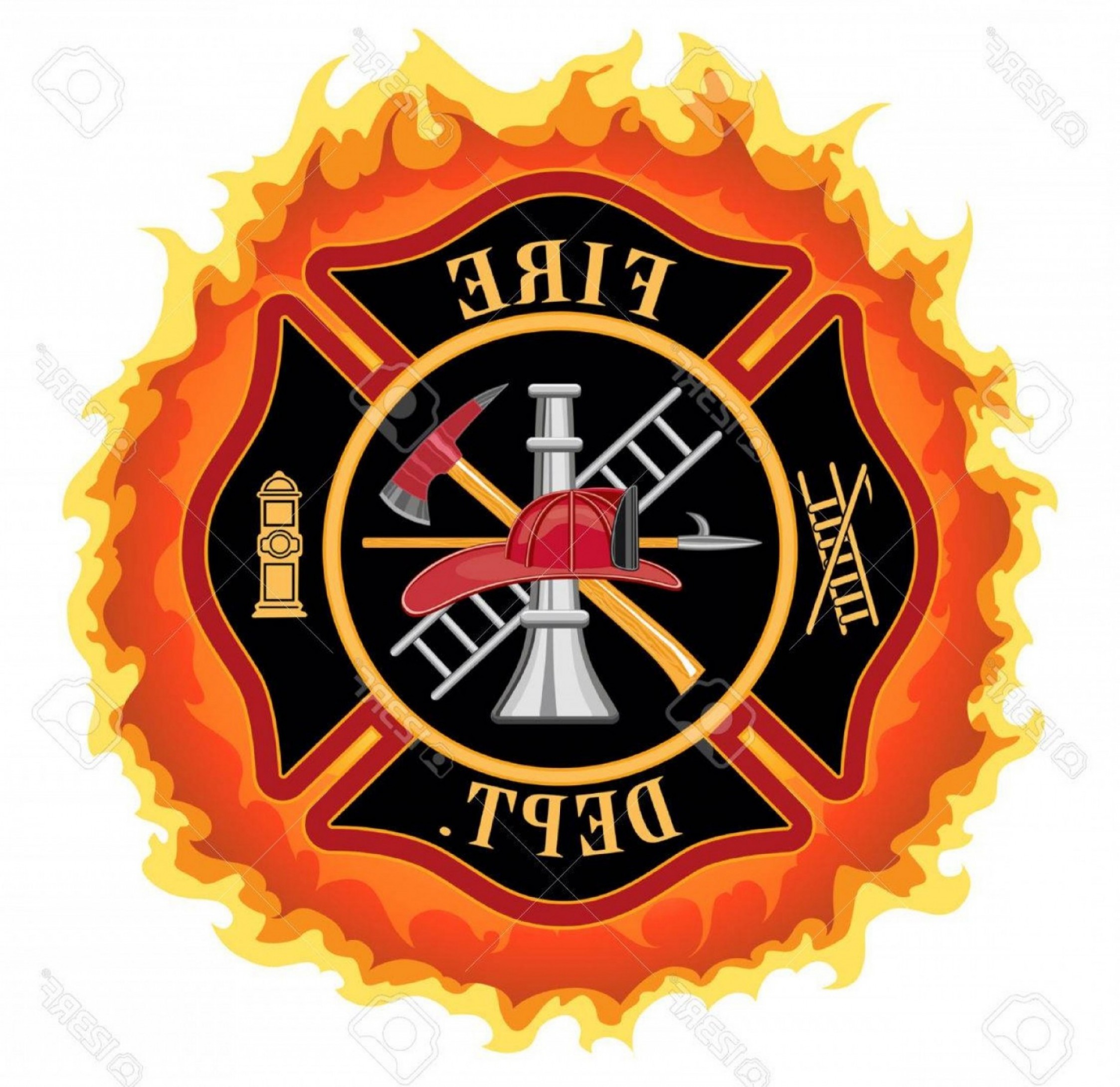 2246x2182 Photostock Vector Firefighter Cross With Flames Is An Illustration