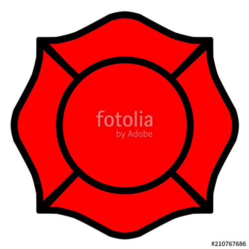 500x500 Firefighter Emblem St Florian Maltese Cross Black Outline Stock