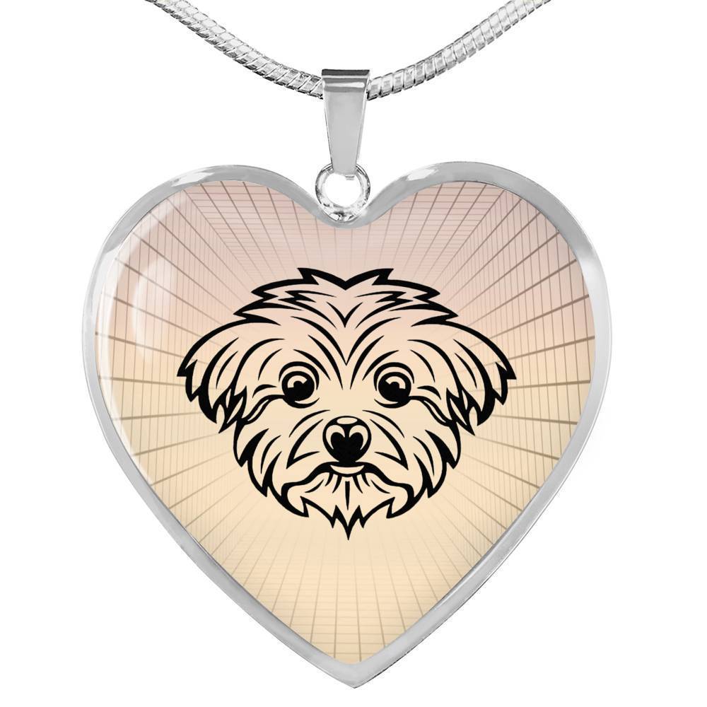 1000x1000 Maltese Dog Vector Art Print Heart Charm Necklaces Free Shipping