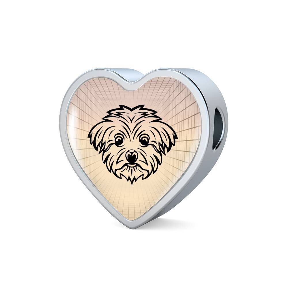 1000x1000 Maltese Dog Vector Art Print Heart Charm Steel Bracelet Free