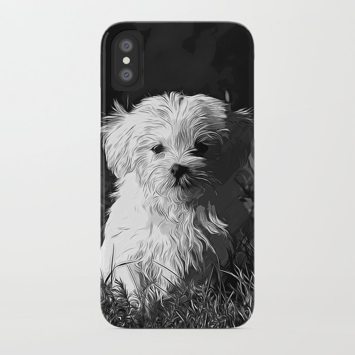 700x700 Maltese Dog Vector Art Black White Iphone Case