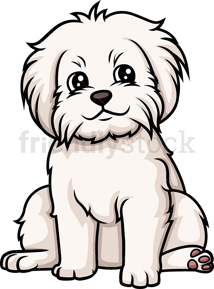 741x1000 Cute Maltese Puppy Cartoon Clipart Vector