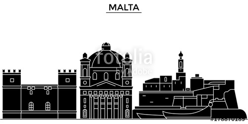 500x250 Malta Architecture Skyline, Buildings, Silhouette, Outline