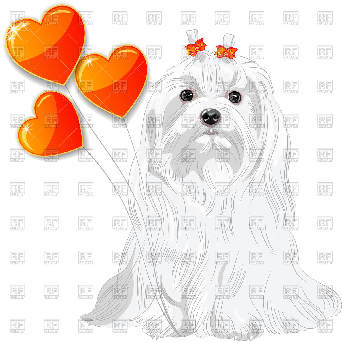 1200x1200 Dog Of Maltese Breed With Red Hearts Vector Image Of Plants