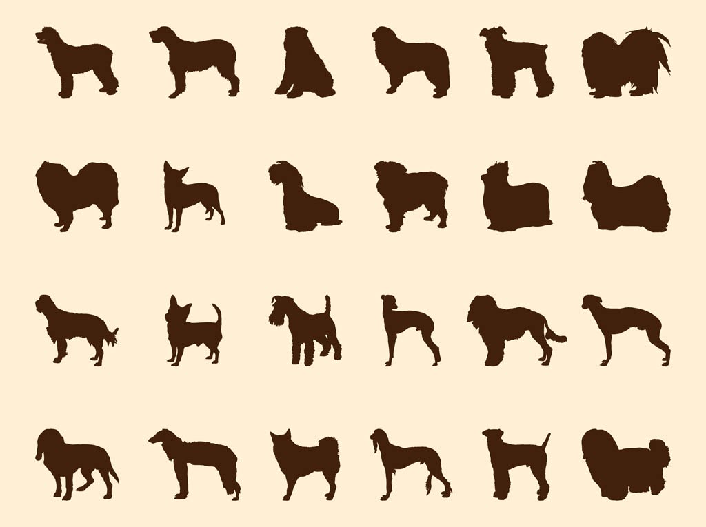 1024x765 Dogs Silhouette Set Vector Art Graphics