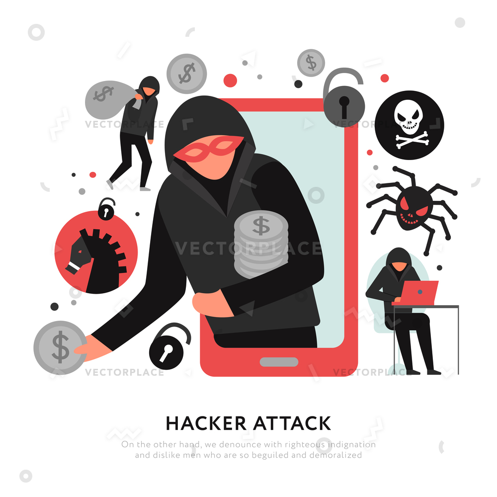 Hacker Attack Composition Digital Robbery Malware Vector 1000x1000 Hacker Attack Composition Digital Robbery Malware Vector