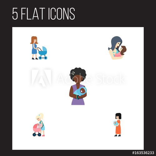 500x500 Flat Icon Mam Set Of Mam, Mother, Baby And Other Vector Objects
