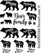 141x179 Free Art Print Of Mama Bear With Their Young Vector Mama Bear