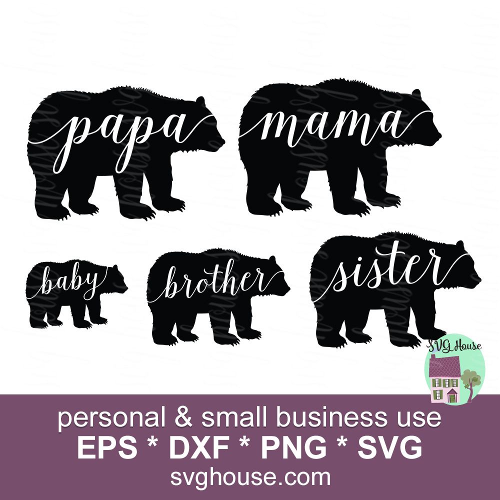 1000x1000 Bear Family Bundle, Mama Bear Bear Clipart, Papa Bear
