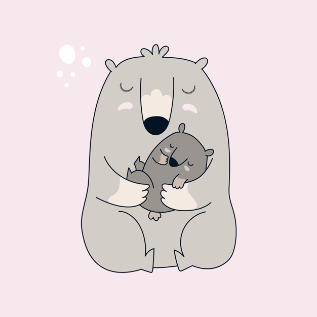 626x626 Mama Bear And Baby Bear Vector Premium Download