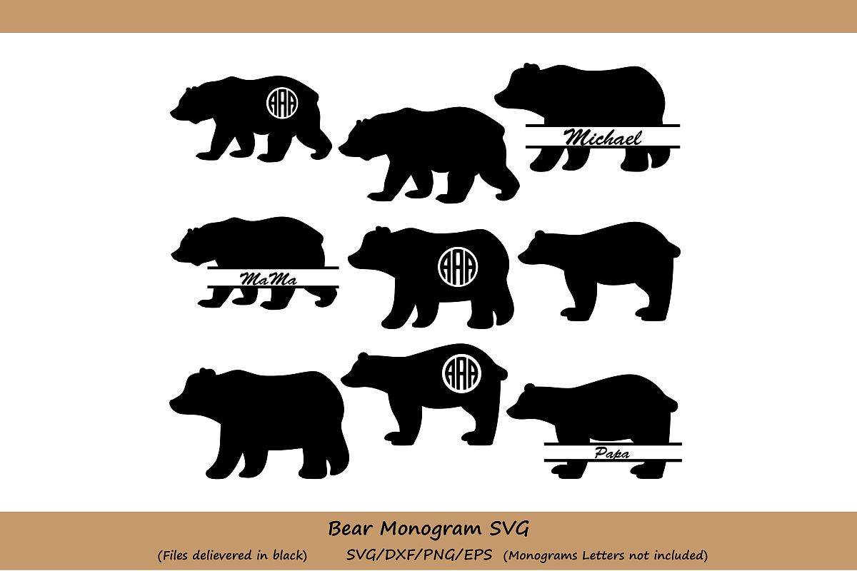 1200x800 Bear Bear Monogram Digital Design, Cutting