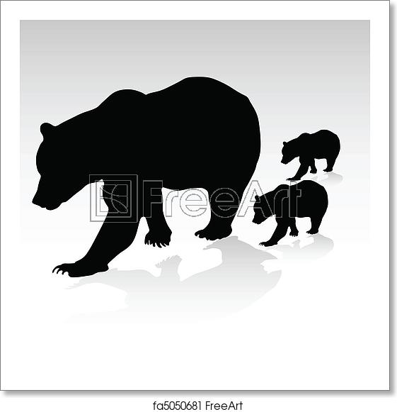561x581 Free Art Print Of Mama Bear With Their Young Vector Mama Bear