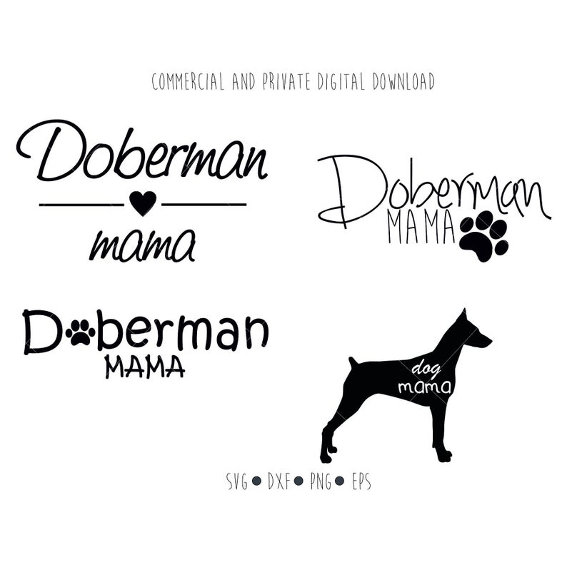 794x795 Doberman Mama Digital Dog Mama Paw Clipart Vector Etsy