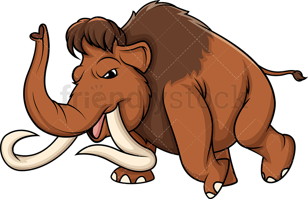 1000x648 Charging Mammoth Cartoon Clipart Vector