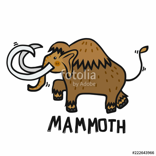 500x500 Mammoth Cartoon Vector Illustration Doodle Style Stock Image
