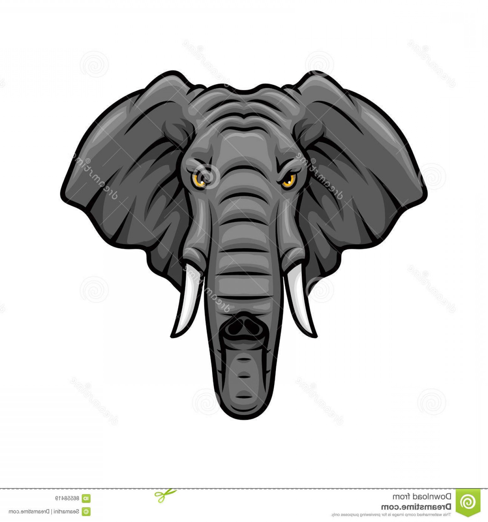 1560x1668 Stock Illustration Elephant Head Tusks Trunk Vector Mascot Icon