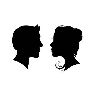 Man And Woman Silhouette Face To Face Vector For Stock Drawing 300x300 Man And Woman Silhouette Face To Face Vector For Stock Drawing