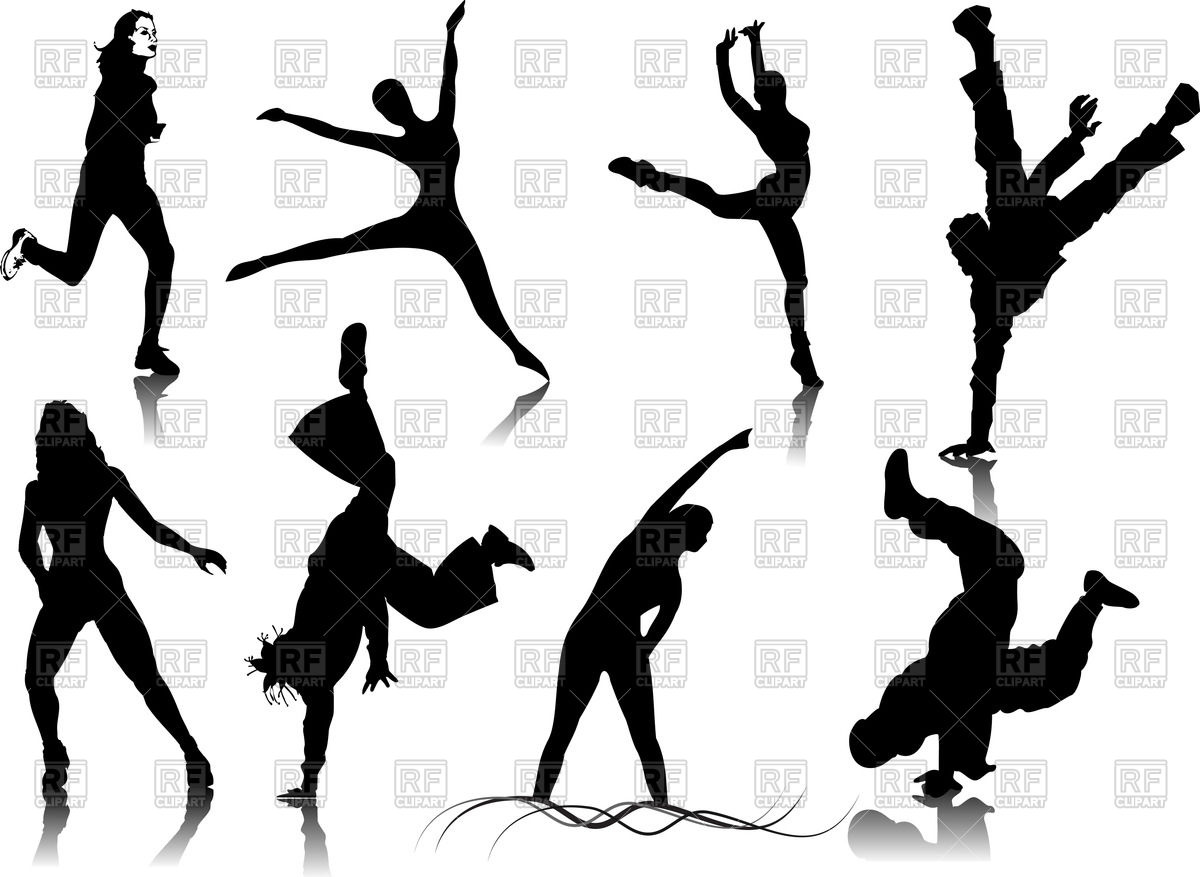 Silhouettes Of Sport Or Dancing Women And Men Vector Image 1200x877 Silhouettes Of Sport Or Dancing Women And Men Vector Image