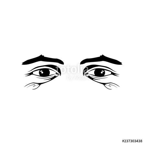 500x500 Realistic Old Man Eyes Black And White Vector Illustration