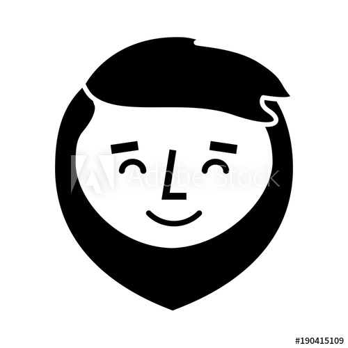 500x500 Cartoon Smiling Face Man Beard Character Close Eyes Vector
