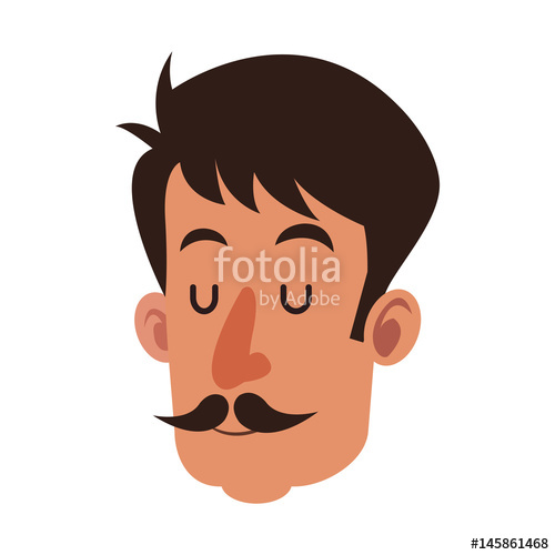 500x500 Head Man With Mustache Close Eyes Vector Illustration Stock Image