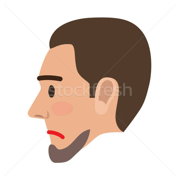 600x600 Sad Man Face In Profile View Flat Vector Icon Vector Illustration