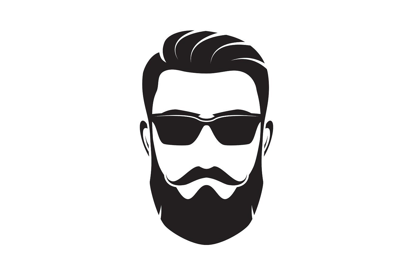 1360x906 Bearded Men Face, Hipster Character Vector Illustration
