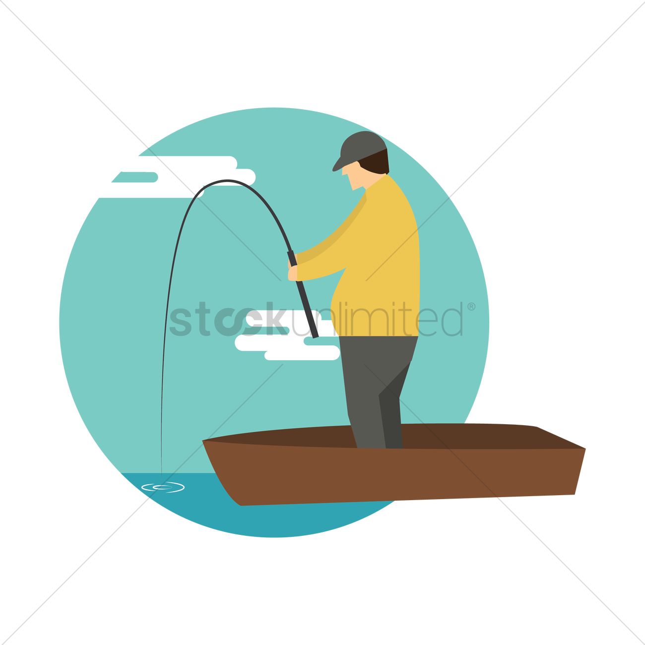 Free Man Fishing Vector Image 1300x1300 Free Man Fishing Vector Image