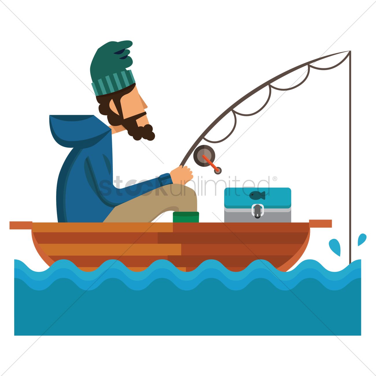 Man Fishing Vector Image 1300x1300 Man Fishing Vector Image