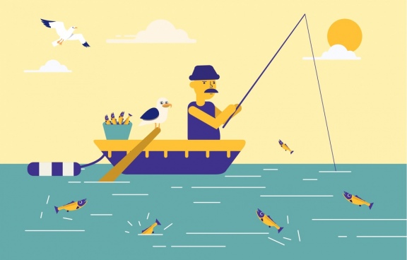 Man Fishing Boat Vector Free Vector Download 576x368 Man Fishing Boat Vector Free Vector Download