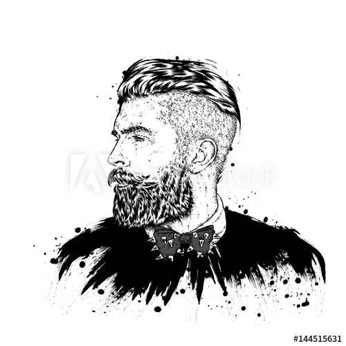 500x500 Stylish Man With A Beard Man With Long Hair Vector Illustration