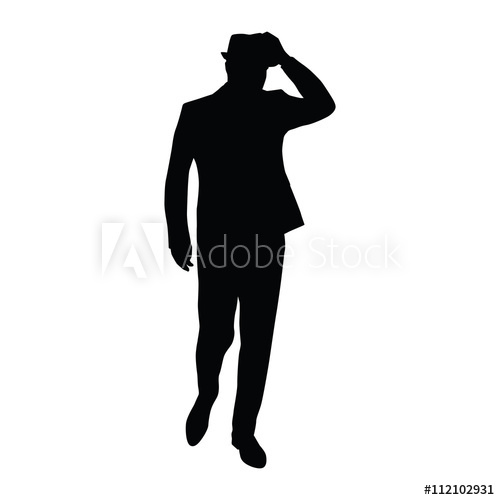 500x500 Man In Suit Bows Hat Vector Silhouette Man Walks Businessman