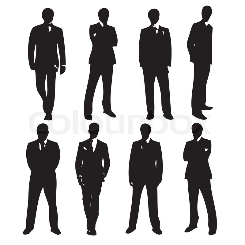 800x800 Men In Suits Silhouettes Vector Pack Stock Vector Colourbox