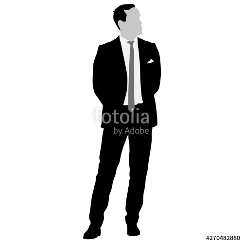 500x500 Silhouette Businessman Man In Suit With Tie On A White Background