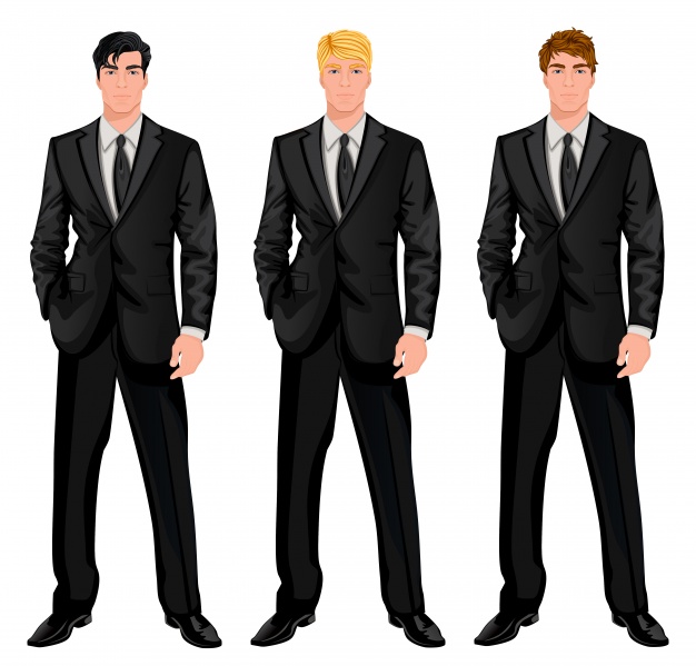 626x599 Three Men In Black Suit Vector Free Download